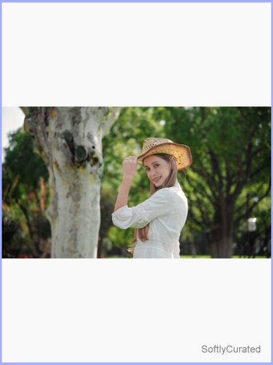 Straw Cowgirl Hat Set with 6 Interchangeable Bands